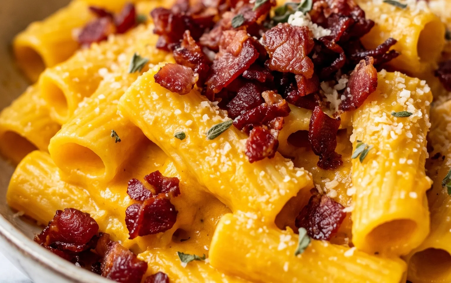 Creamy Butternut Squash Pasta with Beef Bacon