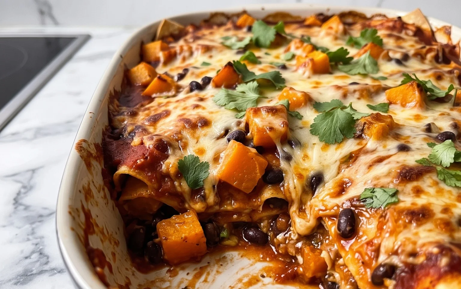 Butternut-Kürbis-Enchilada-Auflauf: Cremig & herbstlich