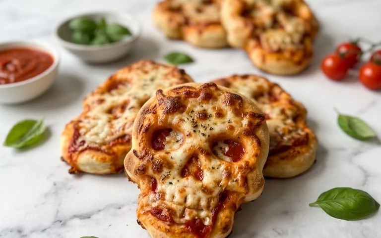 Gruselige Cheesy Halloween Pizza Skulls selber backen
