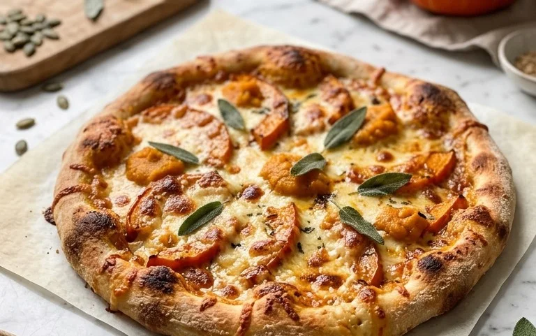 5 Zutaten Kürbis Pizza mit Gouda: Einfach und würzig