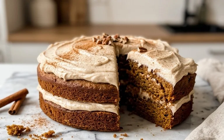 Saftiger Kürbiskuchen mit Zimt-Frischkäse-Frosting