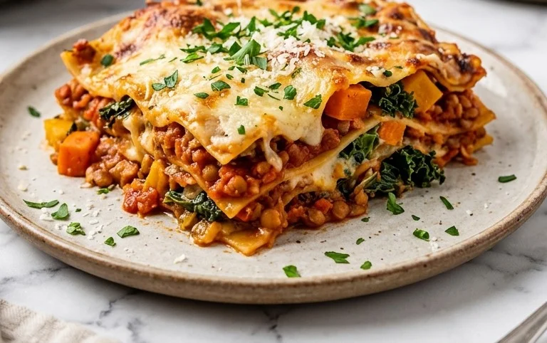 Vegetarische Linsen-Lasagne mit Wintergemüse