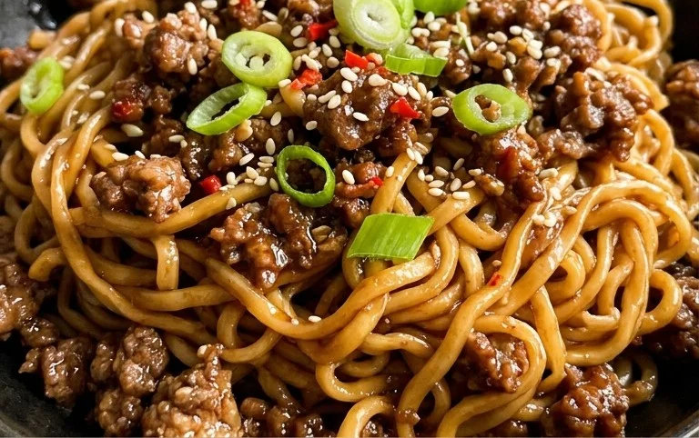 Mongolian Ground Beef Noodles