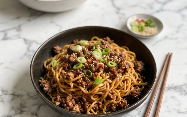 Mongolian Ground Beef Noodles: Schnelles Rezept