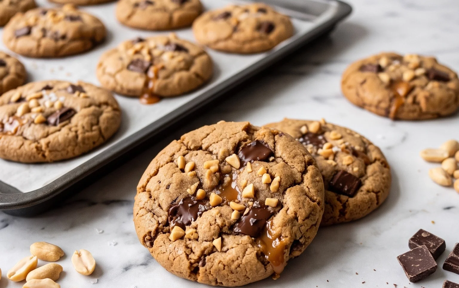 Chocolate Peanut Butter Caramel Cookies Rezept