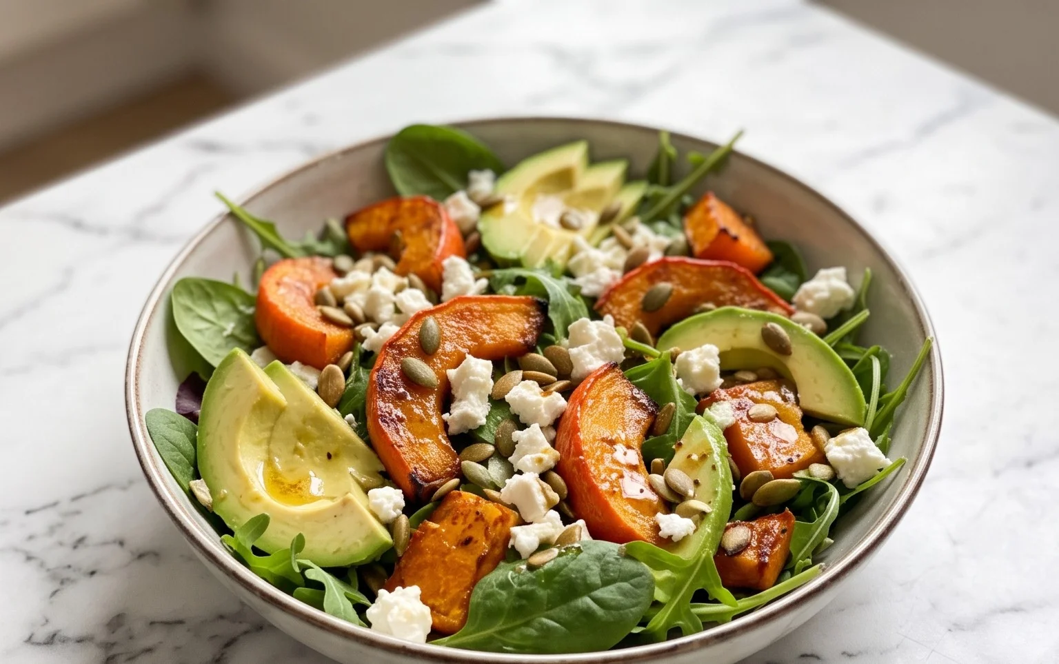 Pumpkin Avocado Feta Salad
