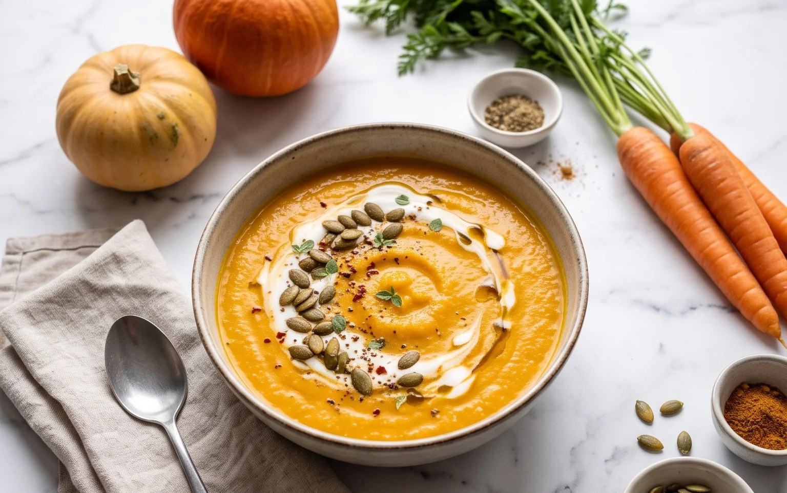 Würzige Kürbis-Karotten-Suppe: Vegan & Cremig