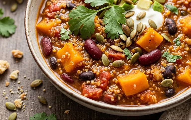 Slow Cooker Pumpkin Quinoa Chili