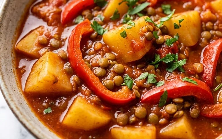 Paprika-Kartoffel-Topf mit Linsen
