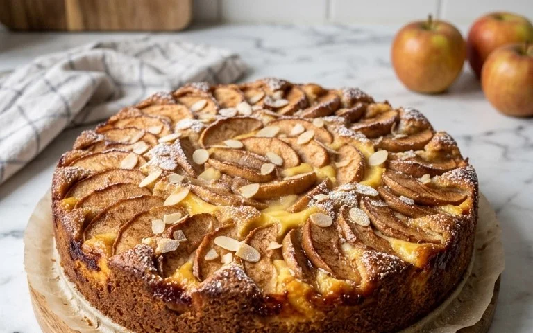 Schwedische Apfeltorte mit Vanillepudding backen