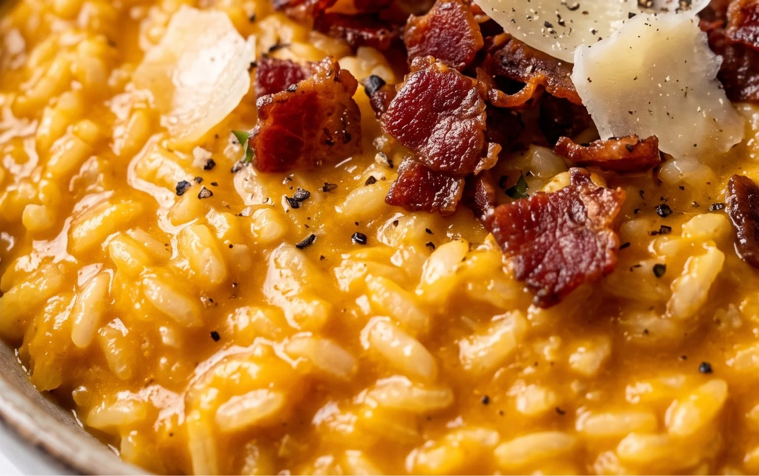 Pumpkin Risotto with Beef Bacon & Parmesan