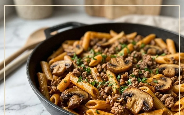 One Pot Pasta mit Hackfleisch und Champignons: Schnell & Cremig