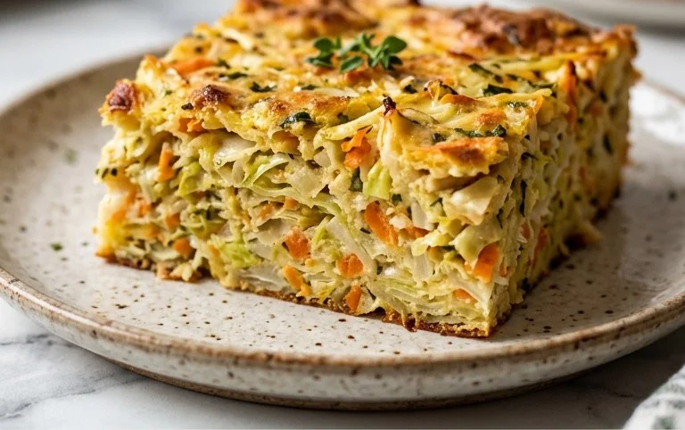 Herzhafter Gemüse&shy;kuchen vom Blech mit Kohl