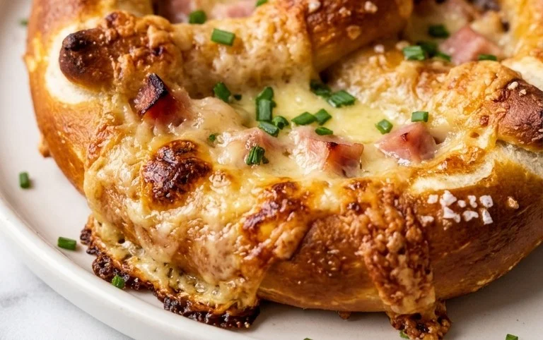 Überbackene Brezeln mit Schinken & Käse