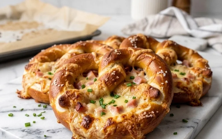 Überbackene Brezeln mit Schinken & Käse – Schnell & Herzhaft