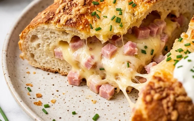 Handbrot mit Schinken und Käse