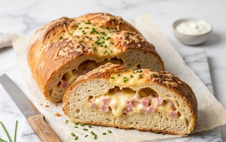 Handbrot mit Schinken und Käse selber machen