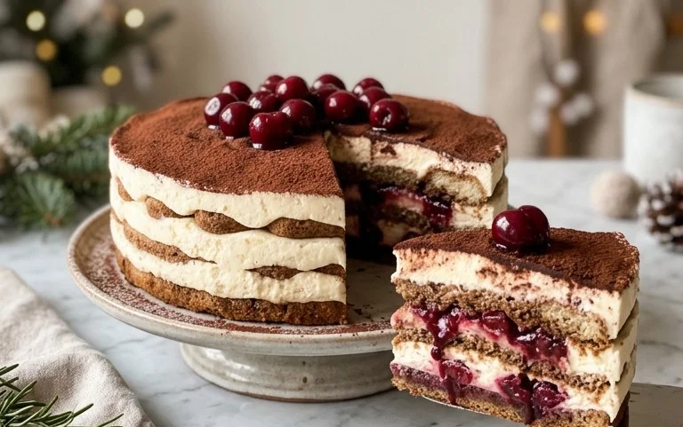 Tiramisu-Kuchen mit Kirschen: Einfaches Rezept für Weihnachten